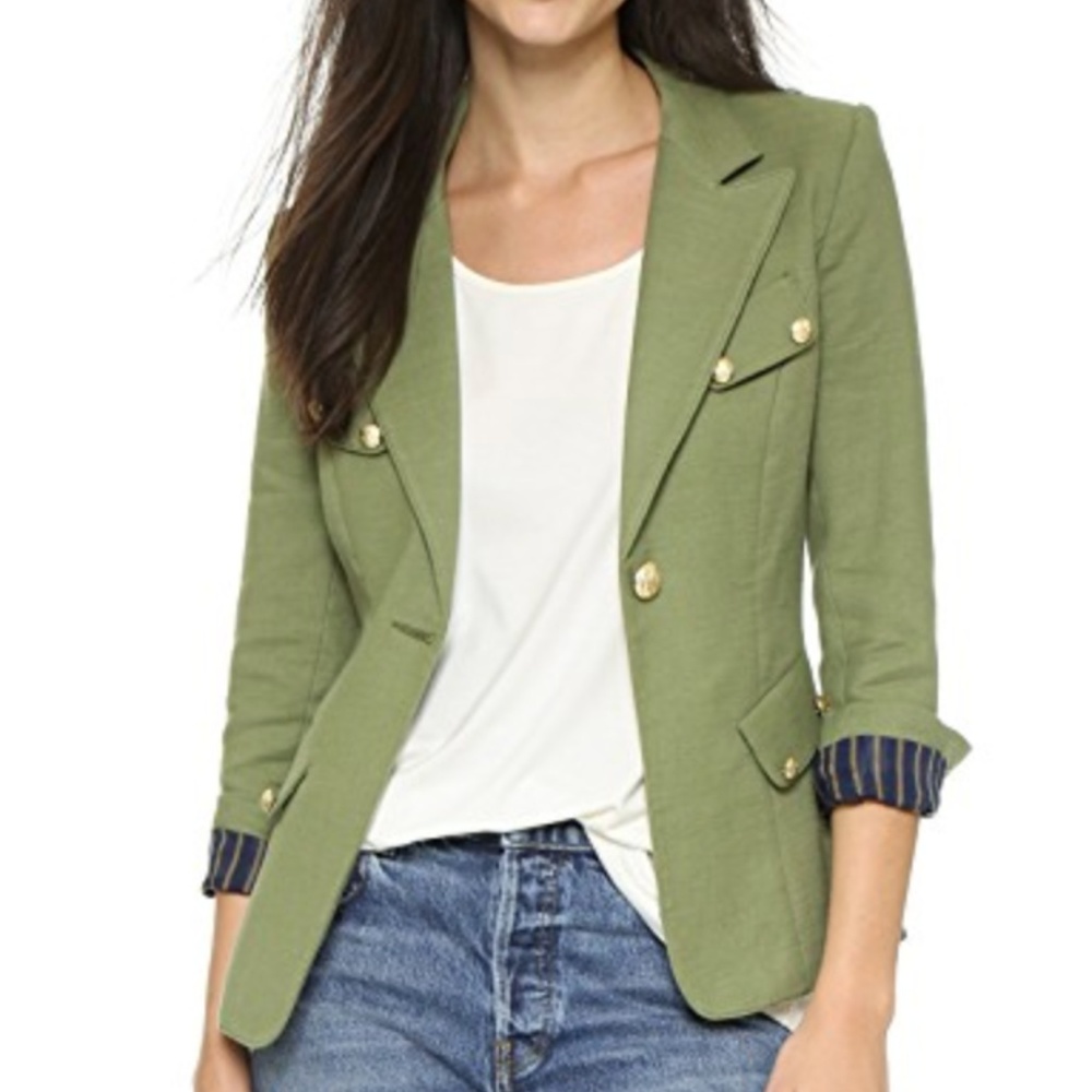 SMYTHE Military Blazer, Olive Green, Size 10